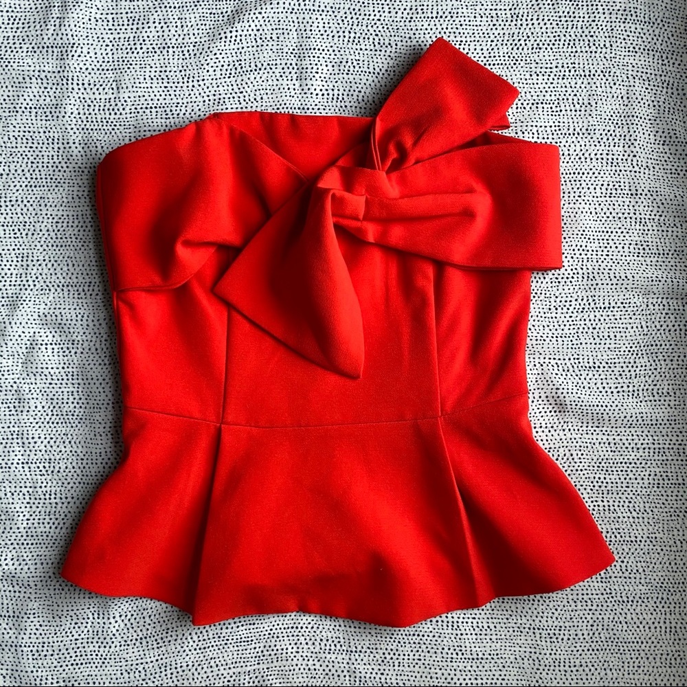 Anthropologie sculptural peplum strapless top XS